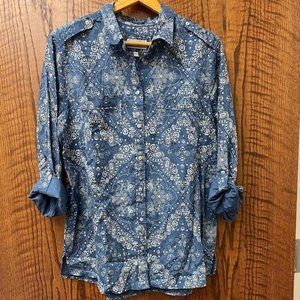 Express boyfriend style bandana print button down